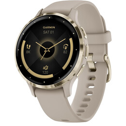 Смарт-годинник Garmin Venu 3s Soft Gold Stainless Steel Bezel with French Gray Case and Silicone Band (010-02785-02)