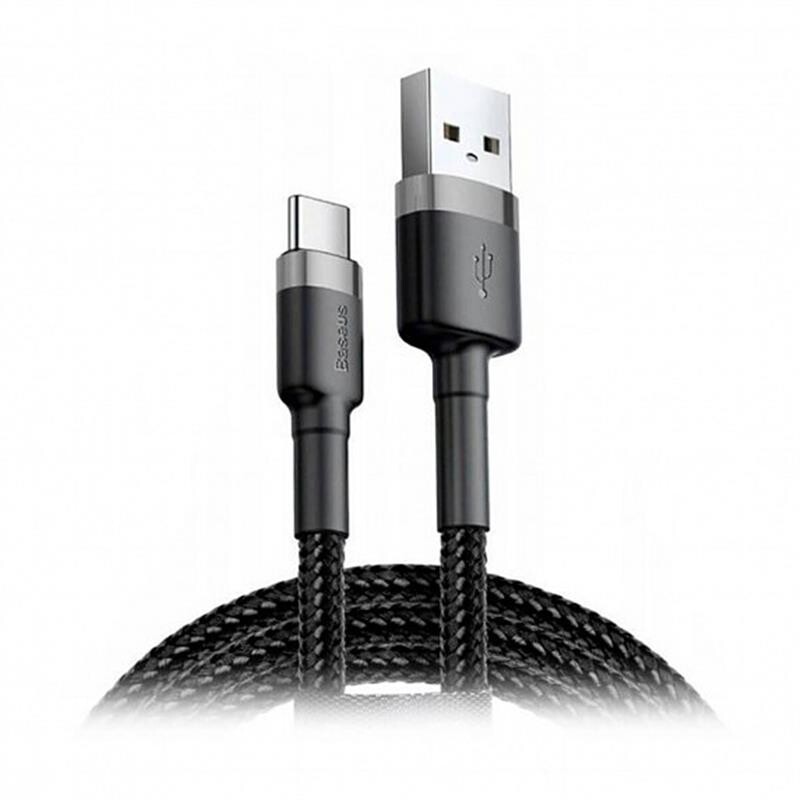 Кабель Baseus Cafule USB-USB-C, 1м Grey/Black (CATKLF-BG1)_