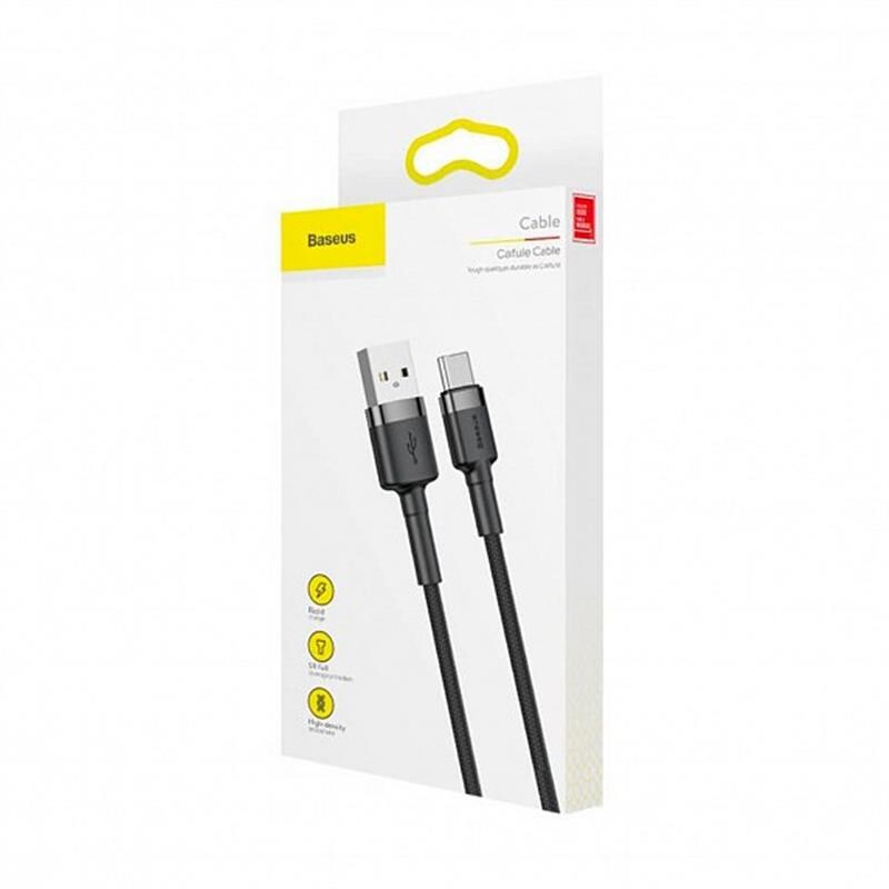 Кабель Baseus Cafule USB-USB-C, 1м Grey/Black (CATKLF-BG1)_