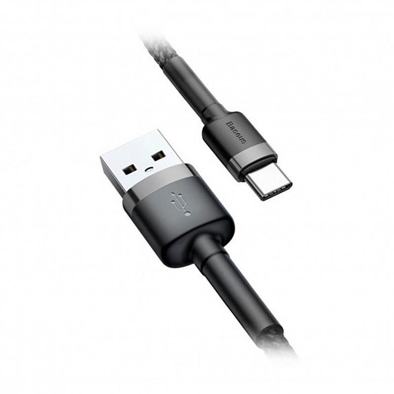 Кабель Baseus Cafule USB-USB-C, 1м Grey/Black (CATKLF-BG1)_