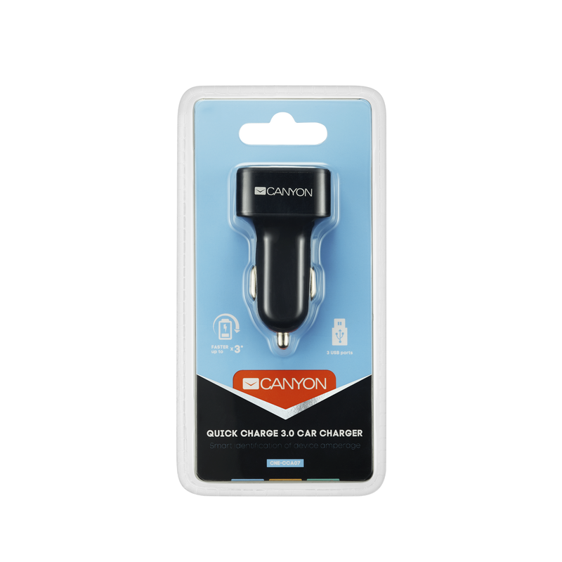 Автомобильное зарядное устройство Canyon (3USB, 2.1A) Black (CNE-CCA07B)