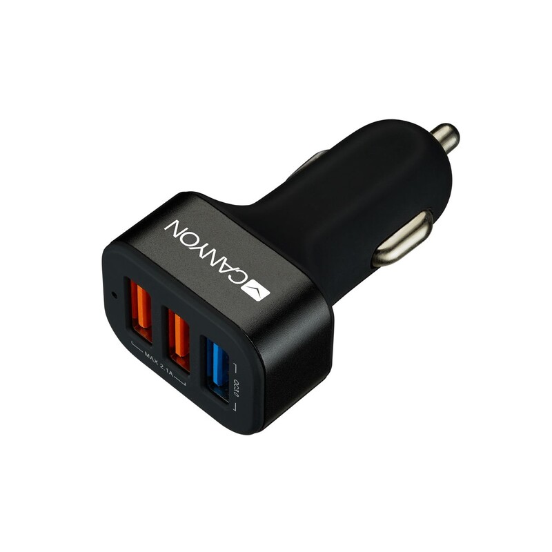 Автомобильное зарядное устройство Canyon (3USB, 2.1A) Black (CNE-CCA07B)