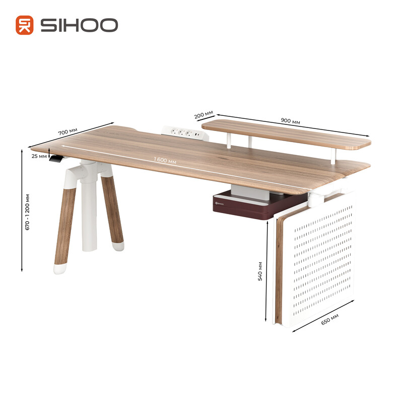 Компьютерный стол Sihoo D07 Maple/White (D07B-102/D07J-102-AB)