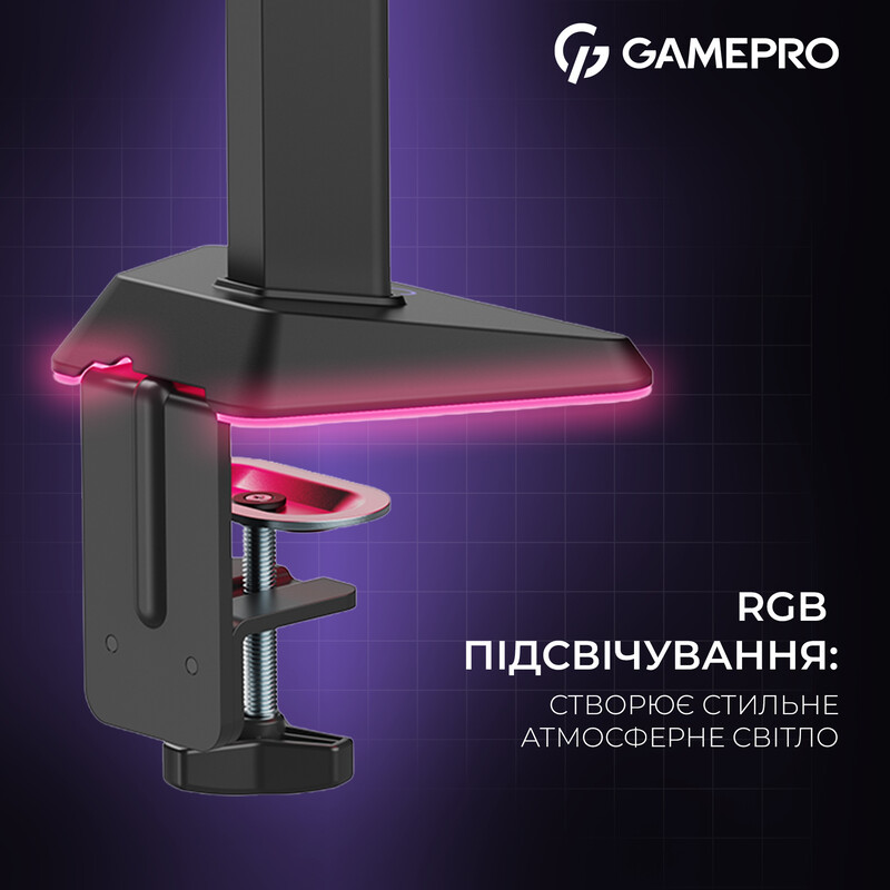 Кріплення настільне для монітора GamePro RGB 17-40" Black/Violet (MAG101V)