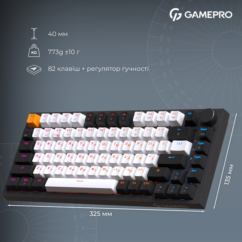 Клавиатура беспроводная GamePro Asgard Valhalla QLAB Sakura Switch Black (MK160-B-QS-PRO)