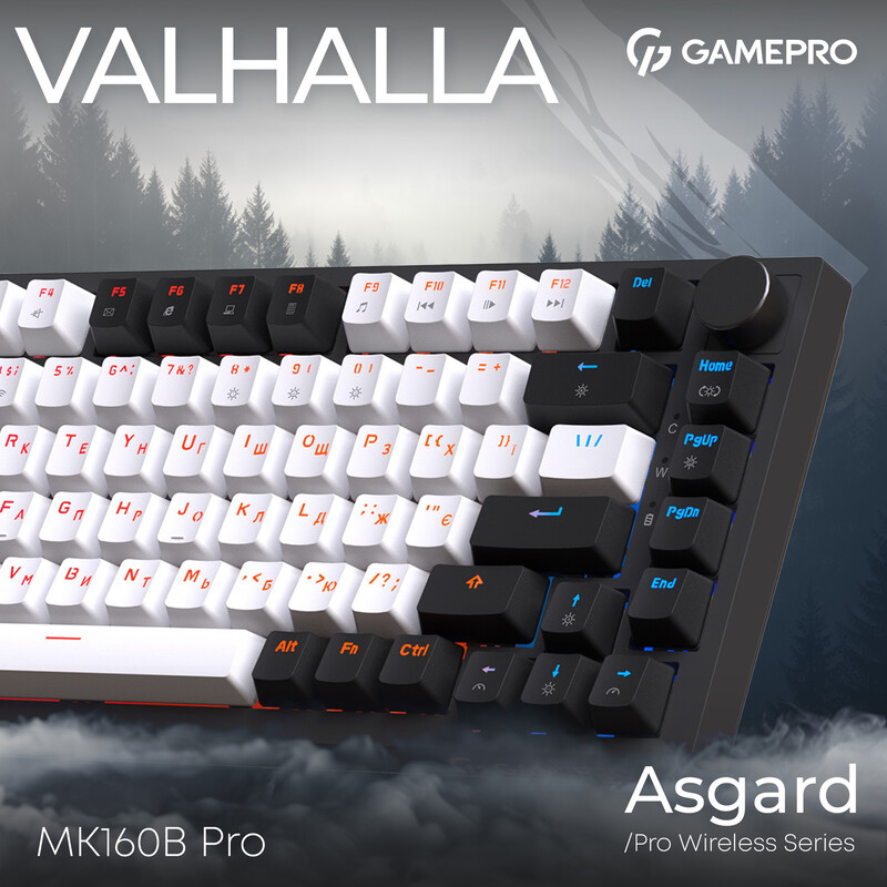 Клавиатура беспроводная GamePro Asgard Valhalla QLAB Sakura Switch Black (MK160-B-QS-PRO)
