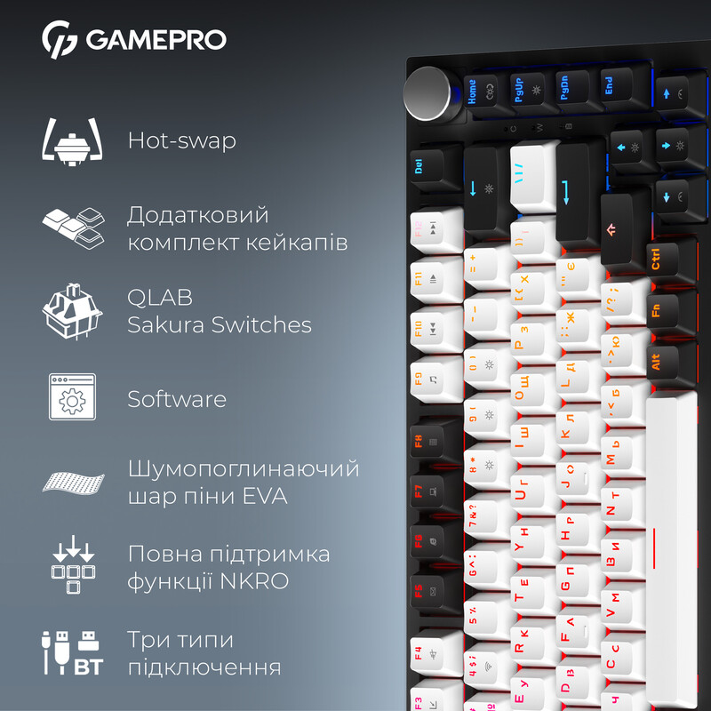 Клавиатура беспроводная GamePro Asgard Valhalla QLAB Sakura Switch Black (MK160-B-QS-PRO)