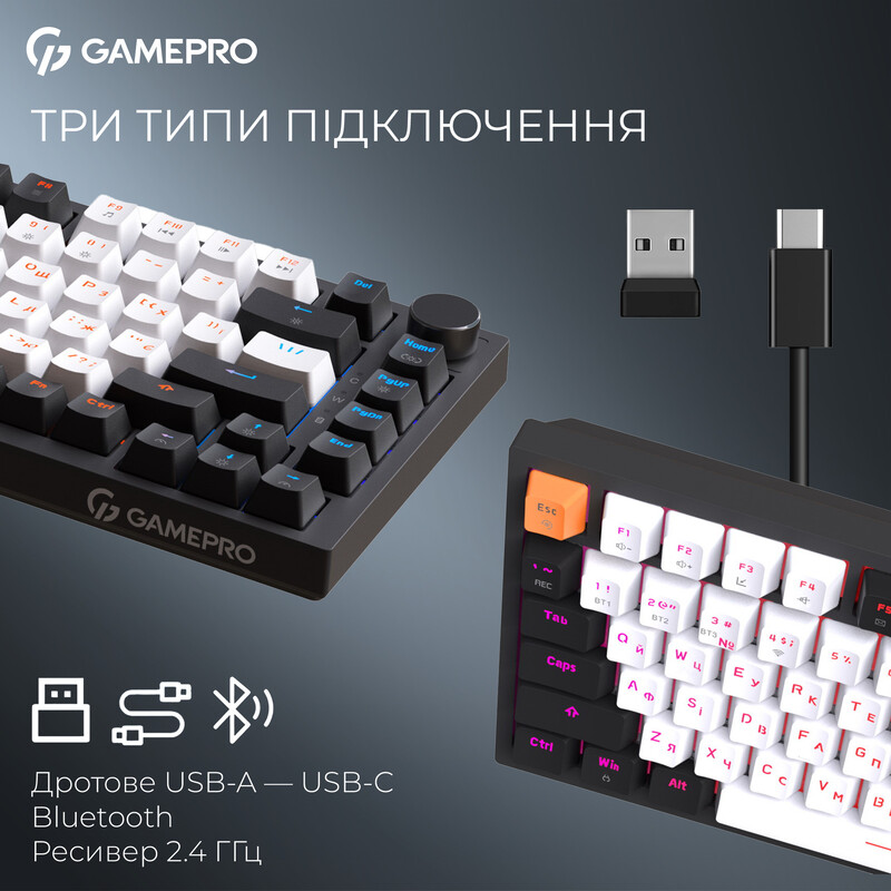 Клавиатура беспроводная GamePro Asgard Valhalla QLAB Sakura Switch Black (MK160-B-QS-PRO)
