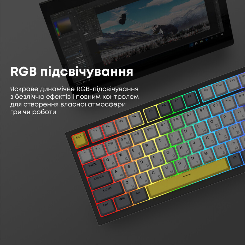 Клавіатура Ajazz AK820 Sea Salt Switch Black USB-C (AK820-SS-BGY)