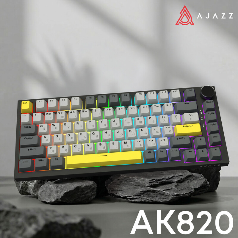 Клавіатура Ajazz AK820 Sea Salt Switch Black USB-C (AK820-SS-BGY)