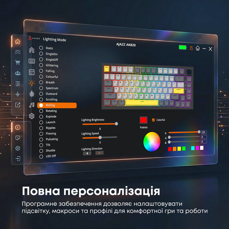 Клавіатура Ajazz AK820 Sea Salt Switch Black USB-C (AK820-SS-BGY)