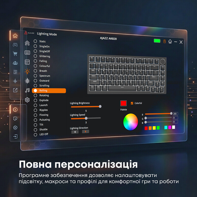 Клавіатура Ajazz AK820 Red Switch Black USB-C (AK820-R-B)