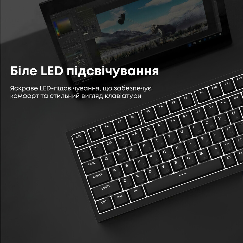 Клавіатура Ajazz AK820 Red Switch Black USB-C (AK820-R-B)