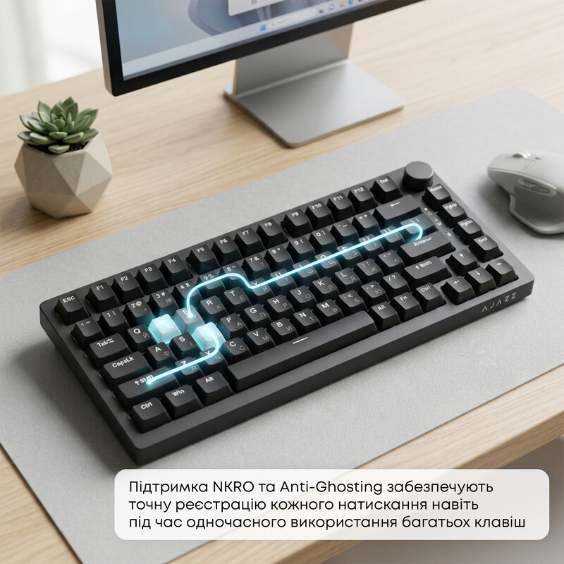 Клавіатура Ajazz AK820 Red Switch Black USB-C (AK820-R-B)
