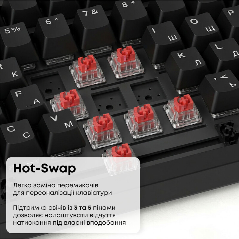 Клавіатура Ajazz AK820 Red Switch Black USB-C (AK820-R-B)