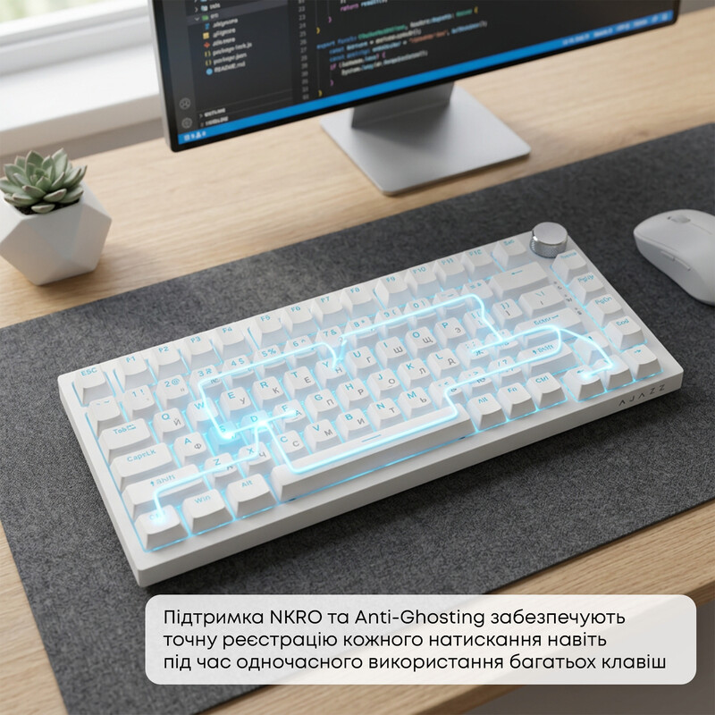 Клавіатура Ajazz AK820 Red Switch White USB-C (AK820-R-W)