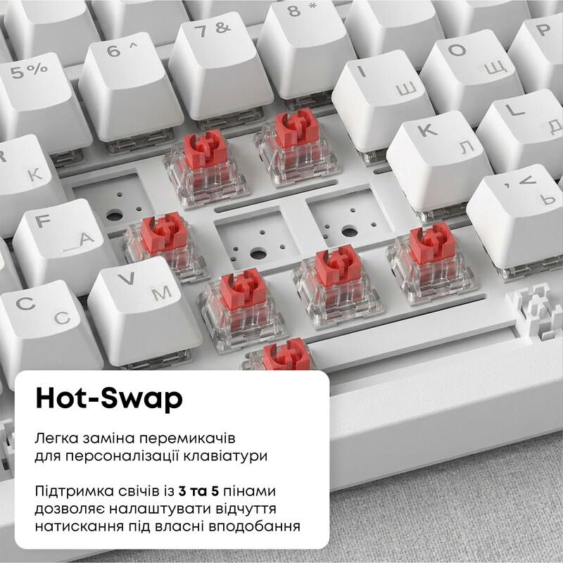 Клавіатура Ajazz AK820 Red Switch White USB-C (AK820-R-W)