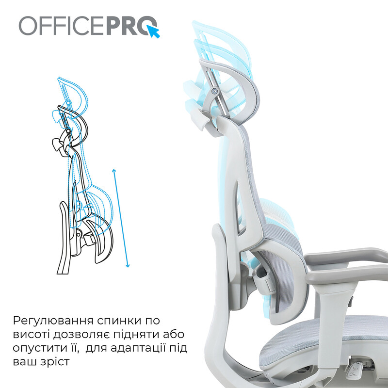 Крісло офісне OfficePro Elite OC950GLB Gray/Light Blue