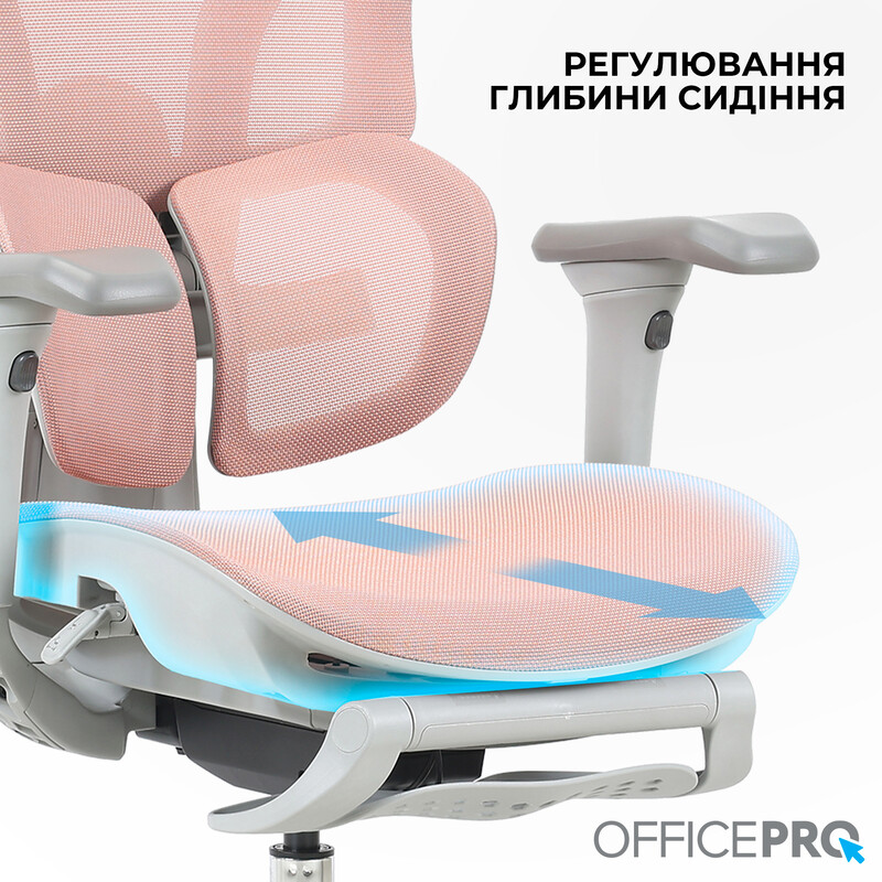 Крісло офісне OfficePro Elite OC950GLP Gray/Light Pink