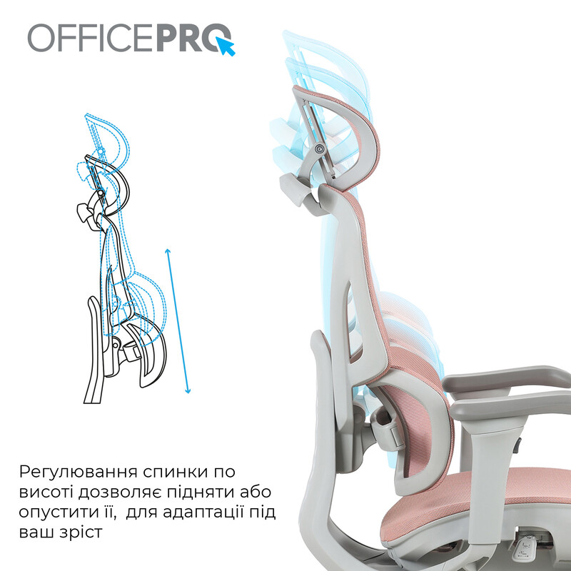 Крісло офісне OfficePro Elite OC950GLP Gray/Light Pink
