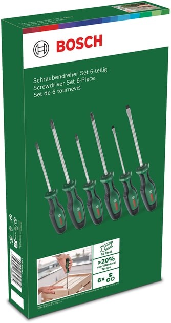 Набор отверток Bosch SL 4, 6.5 мм, PH1х100 мм, PH2х125 мм, PZ1х100 мм, PZ2х125 мм, 6 шт. (1.600.A02.BX7)