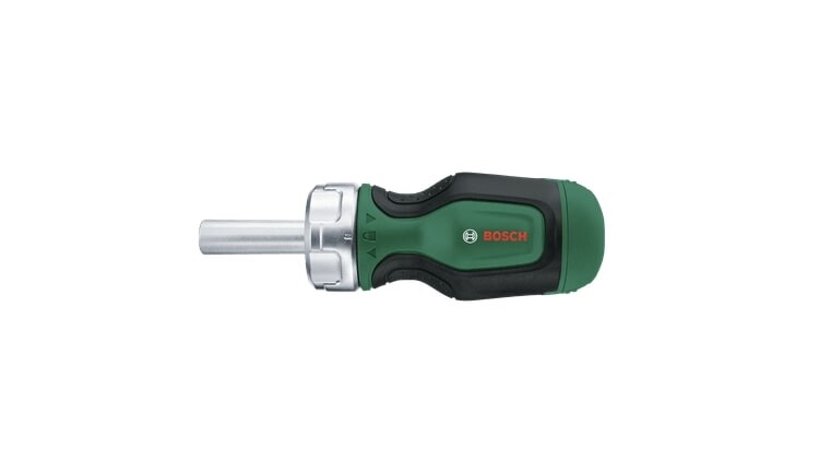 Отвертка Bosch с трещоткой, 6 насадок PZ1,PZ2,PH2,SL4,TX25,HEX5, рукоятка TPR (1.600.A03.2UZ)