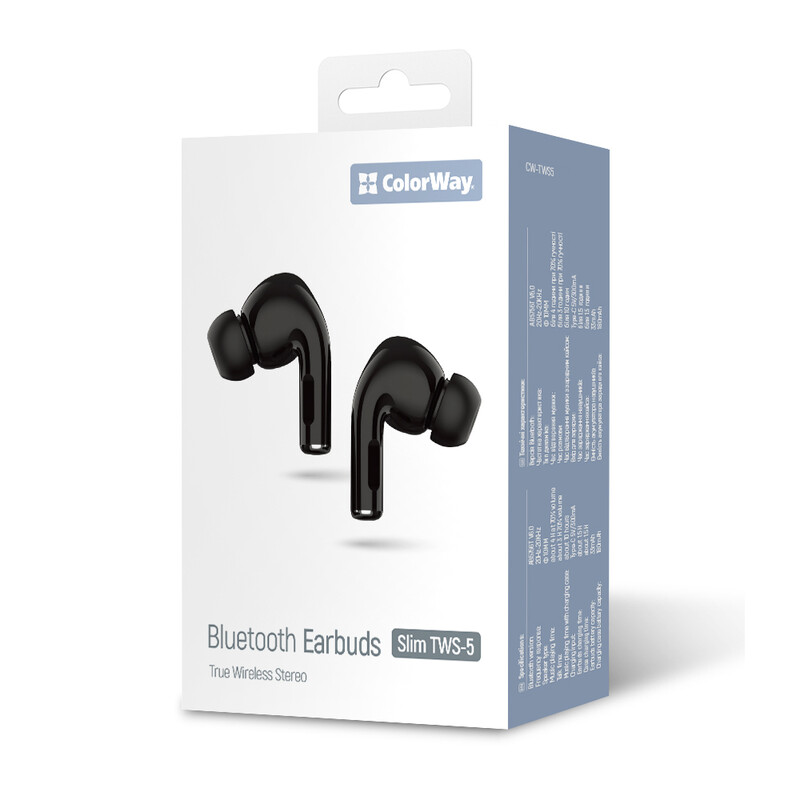 Bluetooth-гарнитура СolorWay Slim TWS-5 Earbuds Black (CW-TWS5BK)