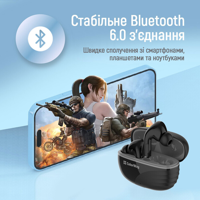 Bluetooth-гарнитура СolorWay Slim TWS-5 Earbuds Black (CW-TWS5BK)