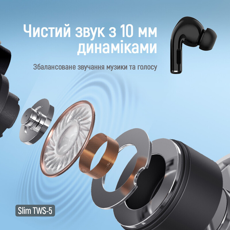 Bluetooth-гарнитура СolorWay Slim TWS-5 Earbuds Black (CW-TWS5BK)