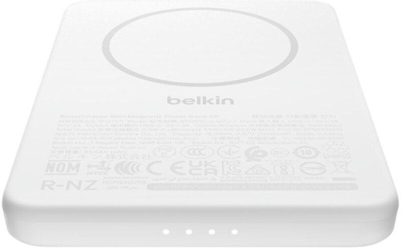 Універсальна мобільна батарея Belkin Power Bank Slim Magnetic 5000mAh 15W White (BPD010HQWH)