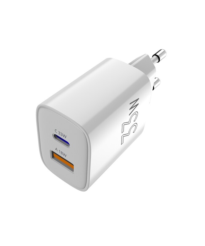 Сетевое зарядное устройство Sigma mobile X-power 33W GaN, PD, QC (1xUSB-C + 1xUSB-A) White (PS33-01)