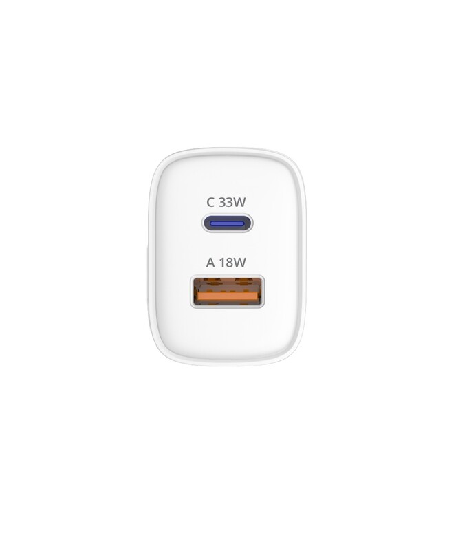 Сетевое зарядное устройство Sigma mobile X-power 33W GaN, PD, QC (1xUSB-C + 1xUSB-A) White (PS33-01)