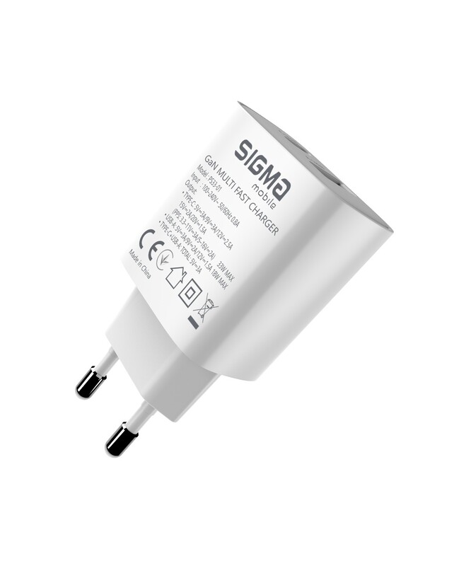 Сетевое зарядное устройство Sigma mobile X-power 33W GaN, PD, QC (1xUSB-C + 1xUSB-A) White (PS33-01)