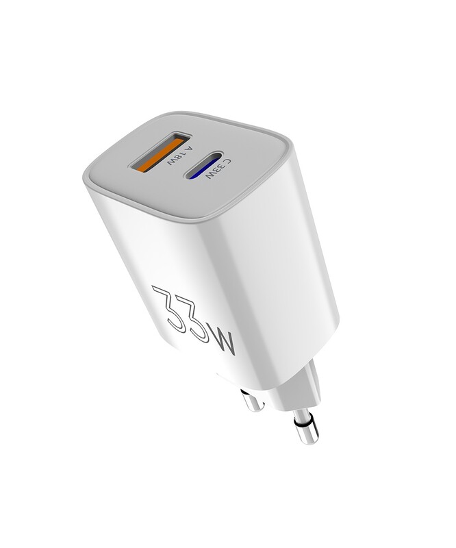 Сетевое зарядное устройство Sigma mobile X-power 33W GaN, PD, QC (1xUSB-C + 1xUSB-A) White (PS33-01)