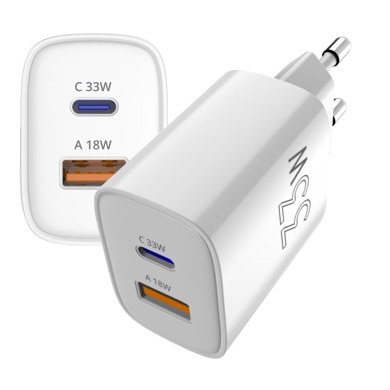 Сетевое зарядное устройство Sigma mobile X-power 33W GaN, PD, QC (1xUSB-C + 1xUSB-A) White (PS33-01)