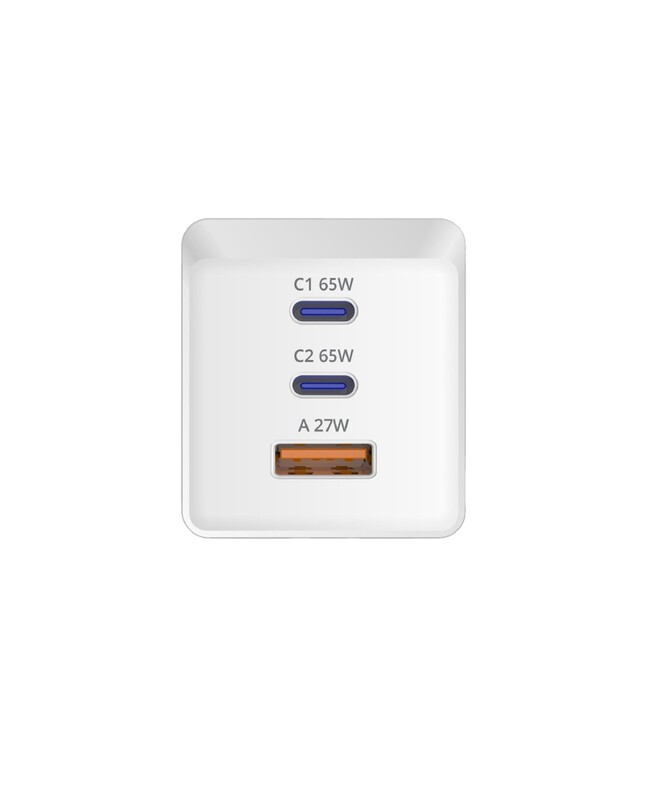 Мережевий зарядний пристрій Sigma mobile X-power 65W GaN, PD, QC (2xUSB-C + 1xUSB-A) White (PS65-01)