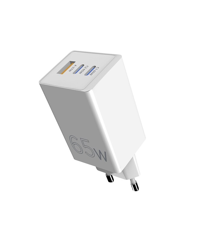 Мережевий зарядний пристрій Sigma mobile X-power 65W GaN, PD, QC (2xUSB-C + 1xUSB-A) White (PS65-01)