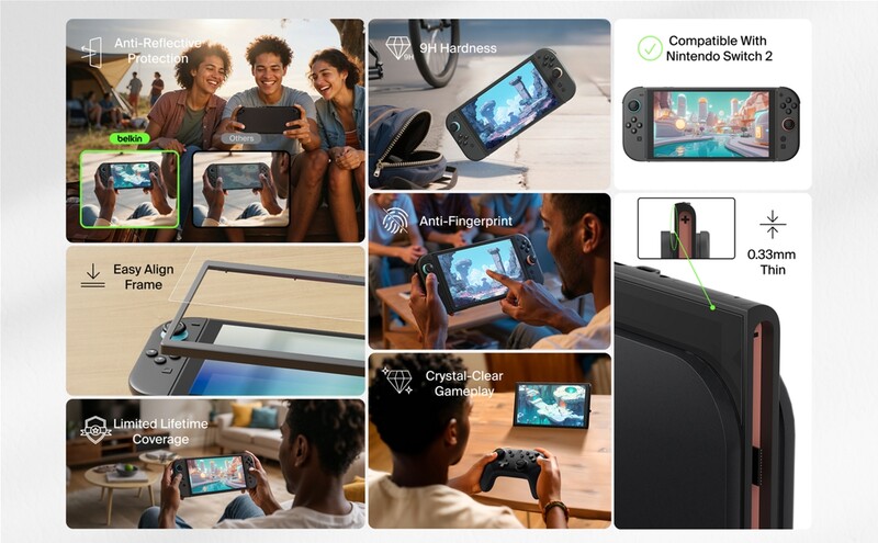 Захисне скло Belkin для Nintendo Switch 2 Anti-Reflective (ENA004HQ)