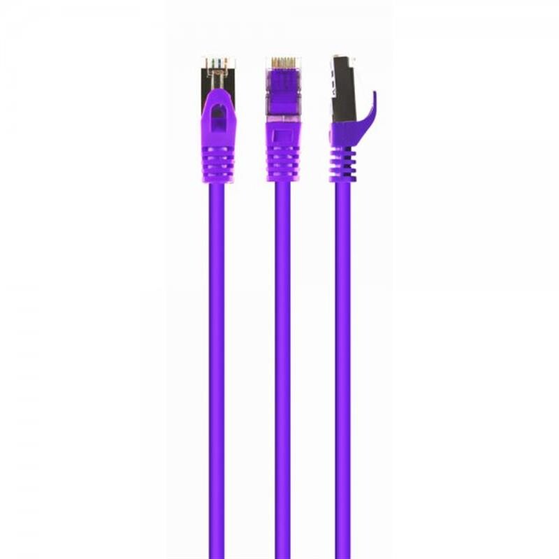 Патч-корд S/FTP Cablexpert (PP6A-LSZHCU-V-15M) cat.6a, литий, 50u "штекер із засувкою, 15м, фіолетовий