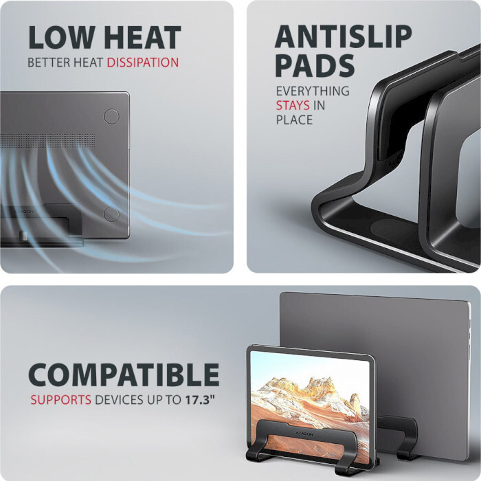 Підставка для ноутбука AXAGON Vertical Stand for Laptops & Tablets Black (STND-VB)