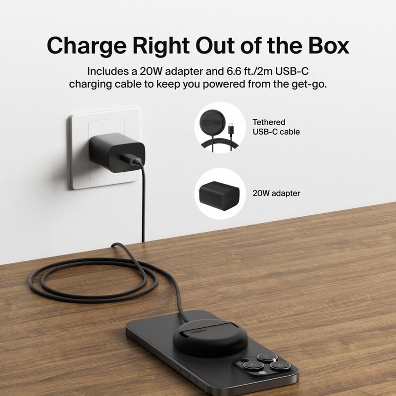 Бездротовий зарядний пристрій Belkin UltraCharge Magnetic Kickstand 15W Black (WIA011HQBK)