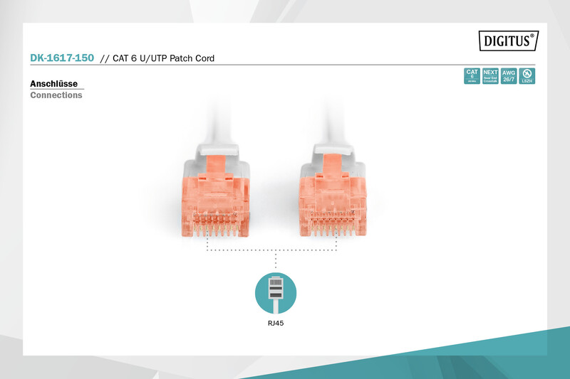 Патч-корд Digitus Cat.6 UTP, 15м, AWG 26/7, Cu, LSZH, серый (DK-1617-150)