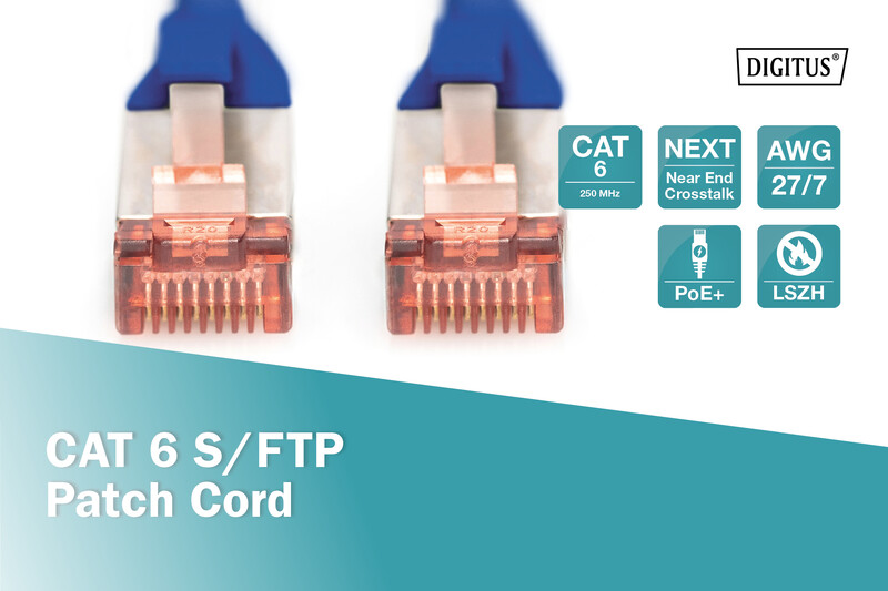 Патч-корд Digitus Cat.6 S/FTP, 10м, AWG 27/7, Cu, LSZH, синий (DK-1644-100/B)