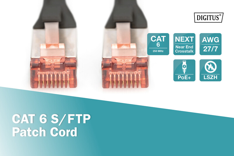 Патч-корд Digitus Cat.6 S/FTP, 10м, AWG 27/7, Cu, LSZH, чорний (DK-1644-100/BL)