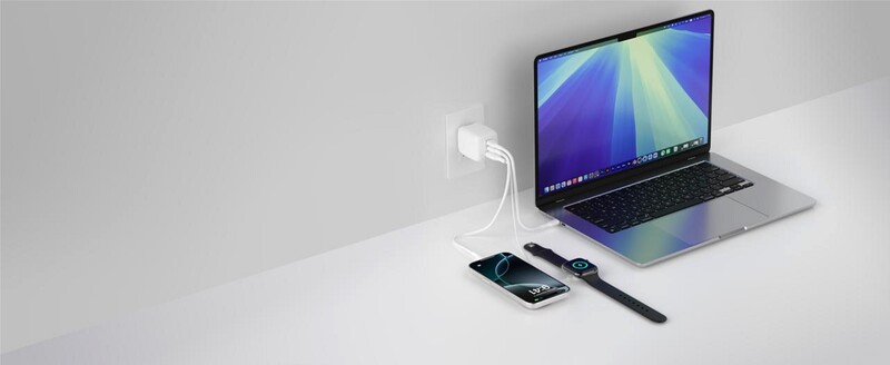 Мережевий зарядний пристрій Belkin BoostCharge Pro 3-Port GaN Wall Charger 70W White (WCH018HQWH)