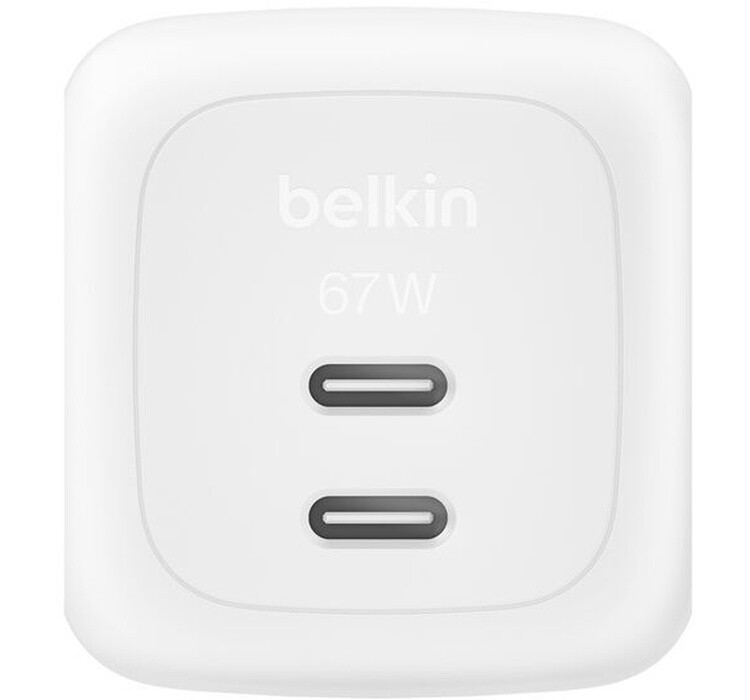 Мережевий зарядний пристрій Belkin BoostCharge Pro New Dual USB-C GaN Wall Charger 67W + USB-C 1м White (WCH020KQ2MWH-B6)