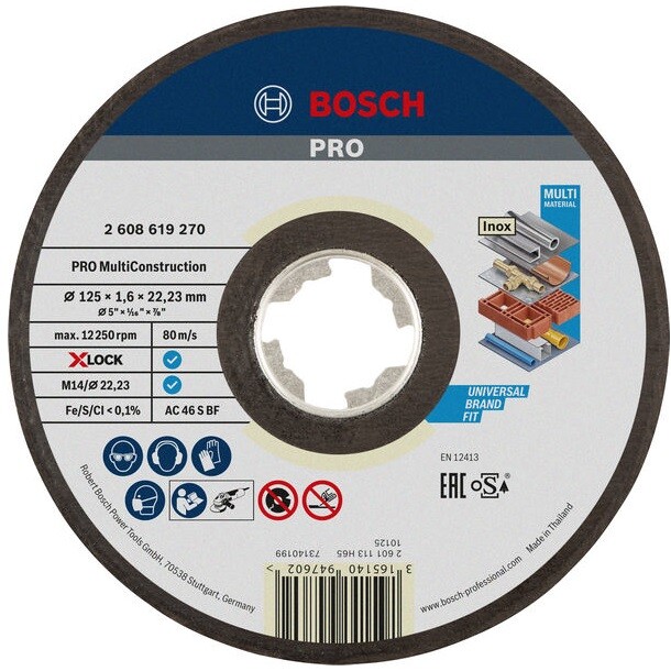 Диск отрезной Bosch Professional X-Lock Multi, универсальный, 125x1 мм (2.608.619.270)