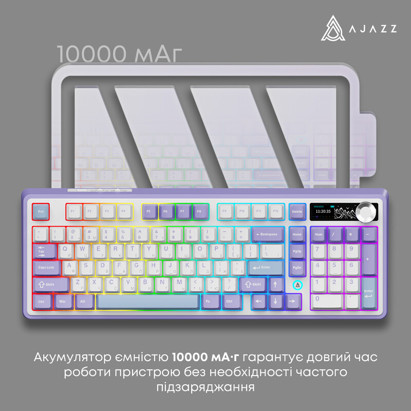 Клавіатура бездротова Ajazz AK980 V2 Maillard Switch White (AK980-V2-M-PWB)