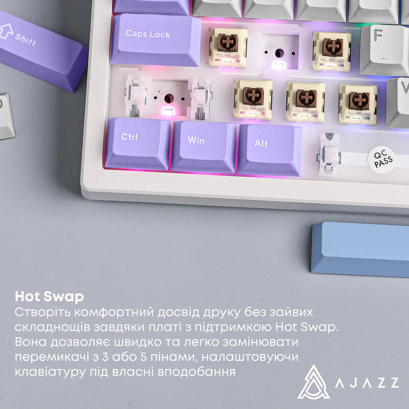 Клавіатура бездротова Ajazz AK980 V2 Maillard Switch White (AK980-V2-M-PWB)