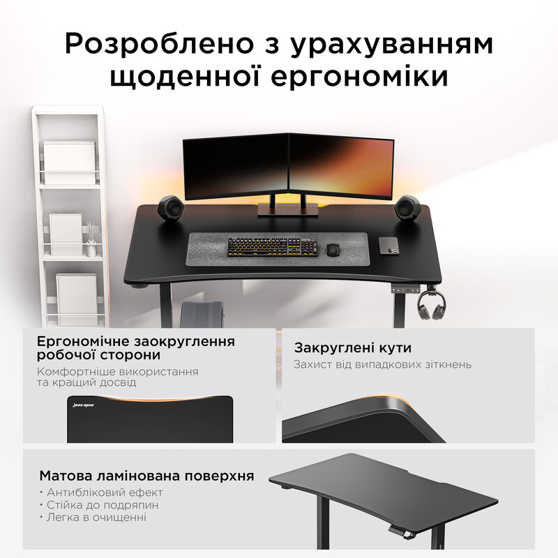 Комп`ютерний стіл Anda Seat Xtreme 1600x800 Black (AD-D-DD1-1600-07-B)